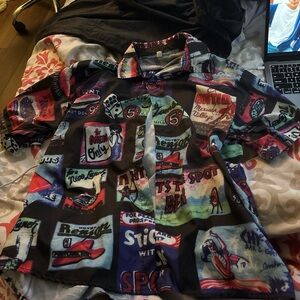 Colorful Graphic Button-Up Shirt